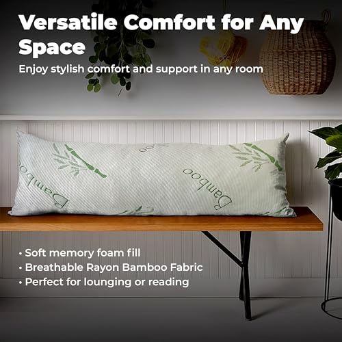20x54 Inch Bamboo Fiber Memory Foam Body Pillow for Side Sleepers
