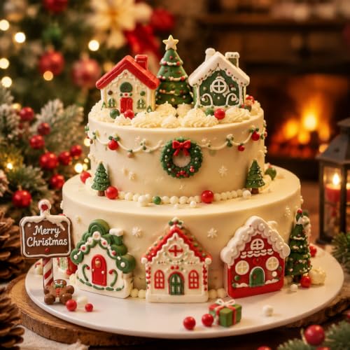 Vrthske Christmas Gingerbread House Silicone Molds Set of 2, 6-Cavity, Blue-R0323