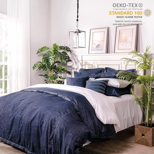 100% Cotton Denim Pillow Sham - Soft Washed Standard 20'' x 26''