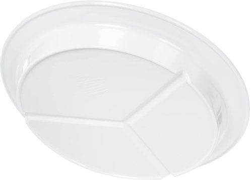 Carlisle FoodService Products Kingline Divided Plate Deep Compartment Plate with 3 Compartments for Home and Restaurant, Melamine, 8.75 Inches, White, (Pack of 12), Large