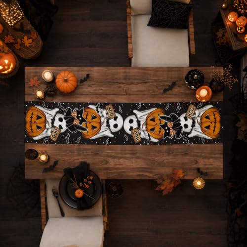 OHOME Boo Halloween Table Runner for Party & Home Decor - Spooky Ghosts & Pumpkins