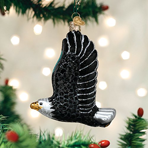 Eagle in Flight Glass Blown Christmas Ornament, Handcrafted Holiday Decor