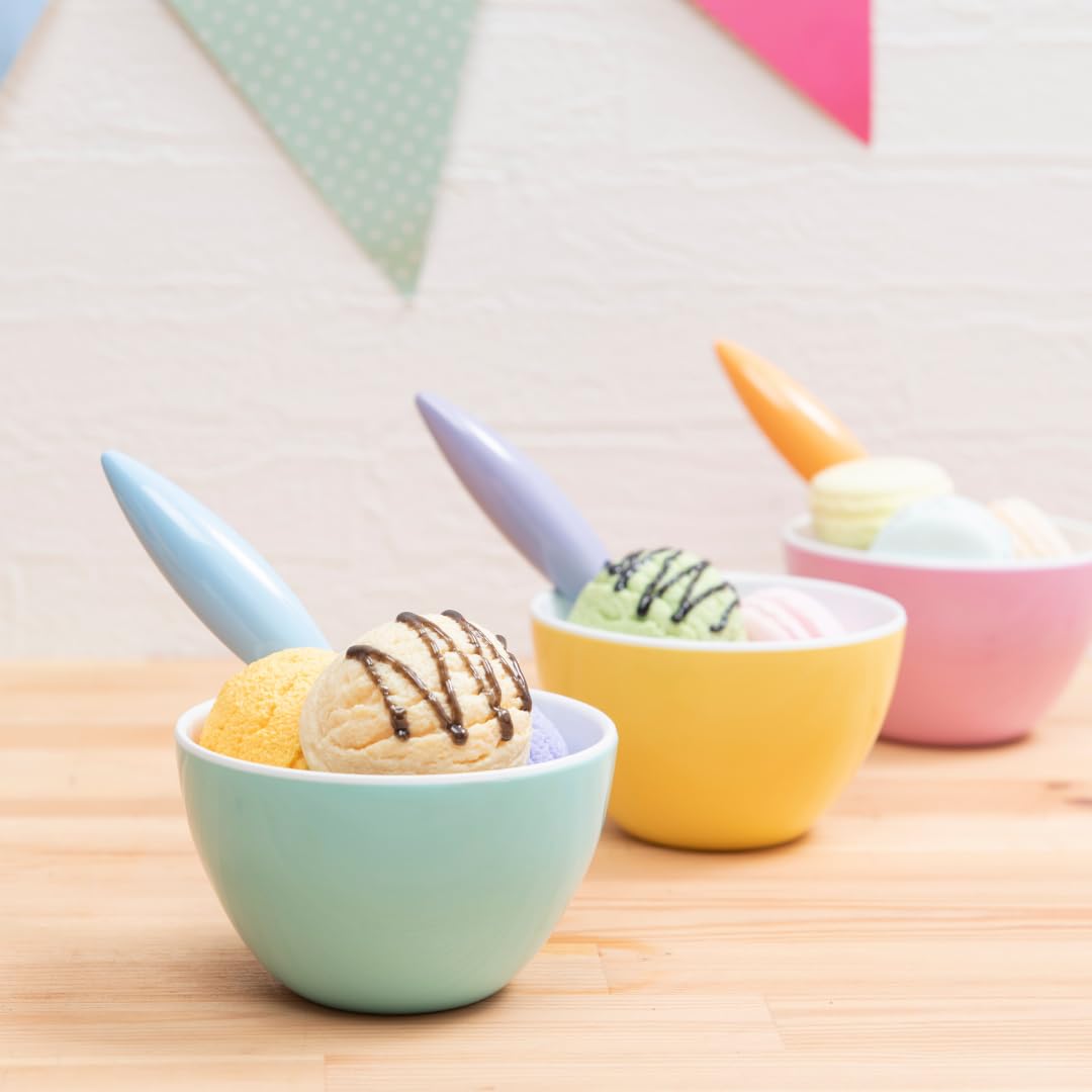 bzyoo Set of 6 Small ColorPop Melamine Bowls, 4.25" 11.8 OZ for Dessert, Prep, Dipping Sauce, Ice Cream, Side Dishes, Snacks, Soups, Salads - Pastel