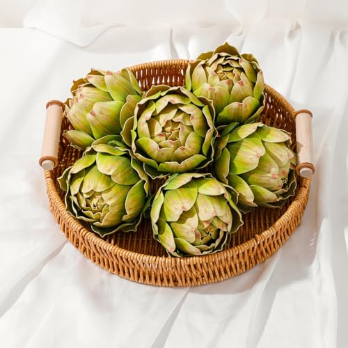 6-Piece Artificial Artichoke Set - Realistic Faux Vegetable Home Decor