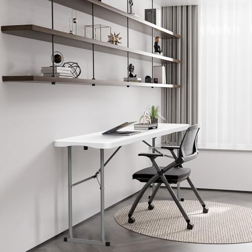6 FT Narrow Folding Table - Space-Saving Portable HDPE Utility Table