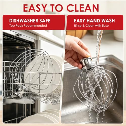 KitchenAid 6 Qt Whisk Attachment - Stainless Steel Mixer Beater for Baking