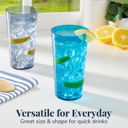 20-Ounce Reusable Plastic Tumblers - Stackable BPA-Free Drinking Cups (Set of 16)