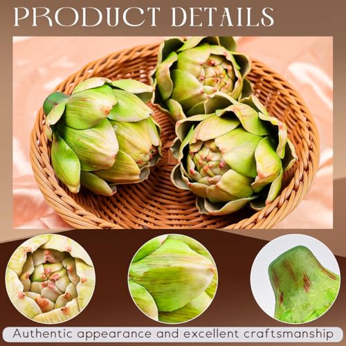 Large Faux Artichokes - Set of 3 Realistic Decorative Accents