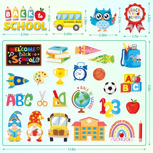 25 PCS Back to School Window Gel Clings - Reusable Classroom Decorations