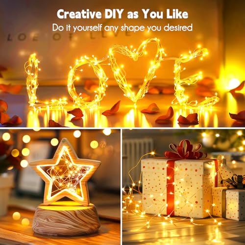 Minetom 33Ft 100 LED Fairy Lights Waterproof Silver Wire String Lights