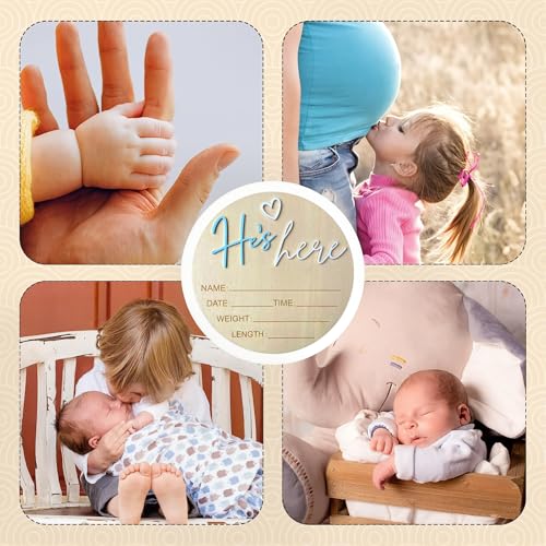 Wooden Baby Birth Announcement Sign - 5.9-Inch Newborn Photo Prop