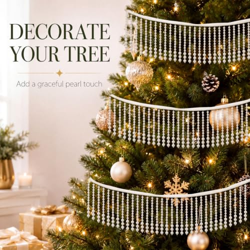 Civaner 6 ft Pearl Bead Garland for Christmas Tree and Home Decor