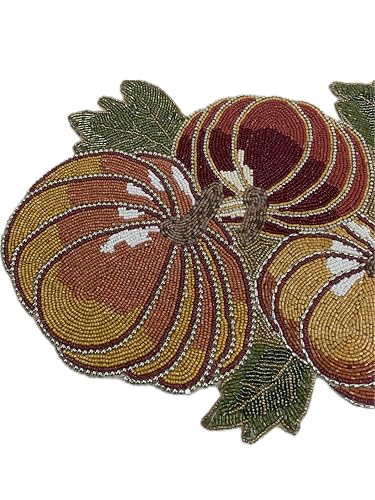 Halloween Beaded Table Runner 36 x 14 in - Fall Yellow Orange Green Red Decor