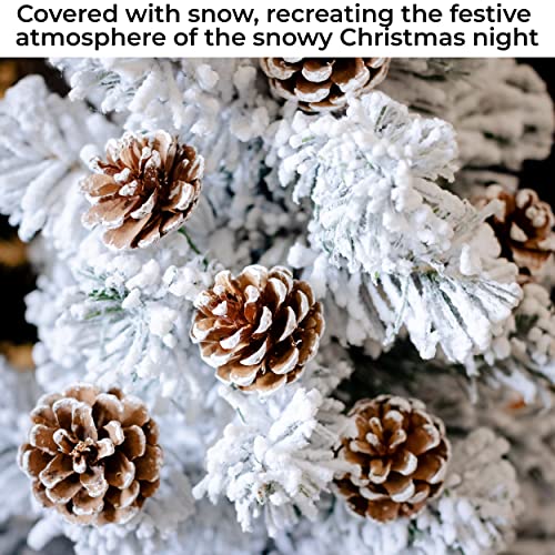 20 Pcs Snow Frosted Pine Cone Picks with Stems for Holiday Decor