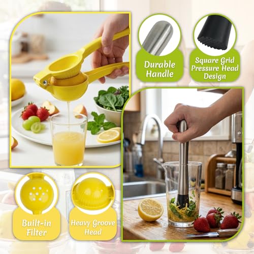 7-Piece Lemonade Stand Supplies Kit with Juicer, Straw Puncher & Fruit Muddler