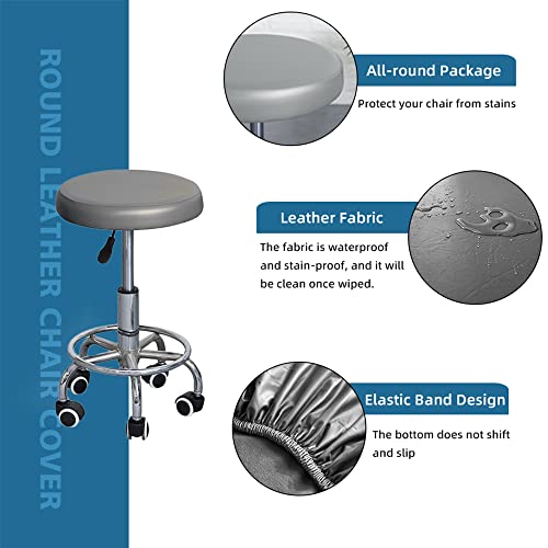 Round Bar Stool Covers - 2 Pack PU Waterproof Slipcovers