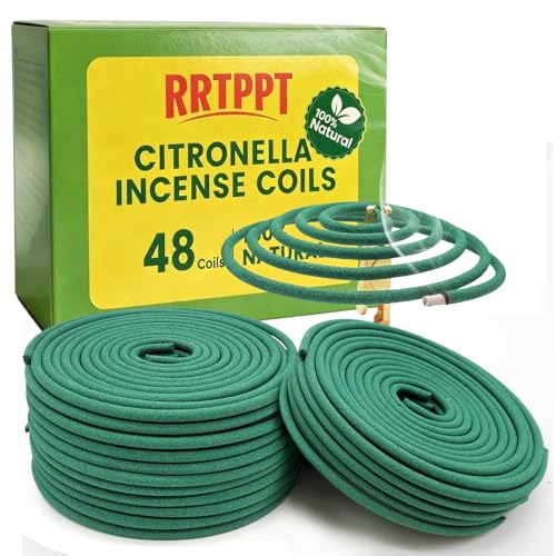 Citronella Incense Coils with Holders - 48 Pack for Outdoor & Indoor Use