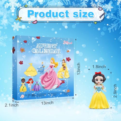 24-Day Princess Doll Christmas Advent Calendar Set with 12 Outfits