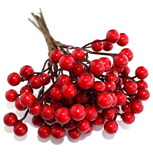 Artificial Red Berry Picks for Christmas Wreaths and Crafts - 8 Pack