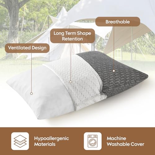 Compressible Shredded Memory Foam Camping & Travel Pillow - 12x16 Inch