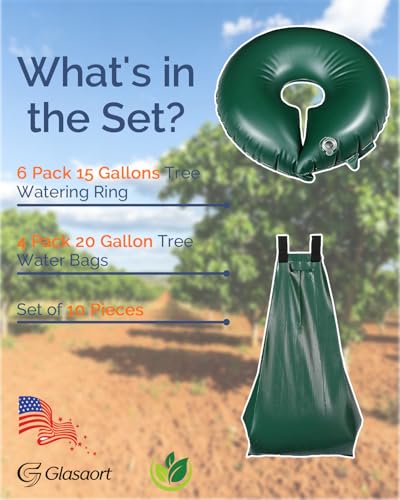 20-Gallon Slow Release Tree Watering Bags - Drip Irrigation Rings (10-Pack)