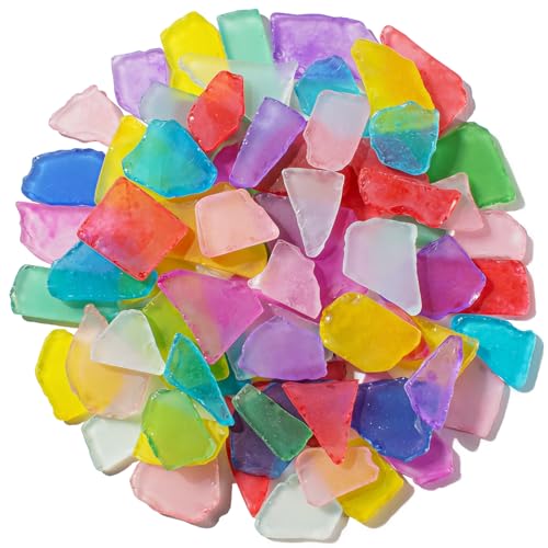 Frosted Sea Glass Pieces for DIY Crafts - 15 oz Flat Tumbled Beach Glass Decor