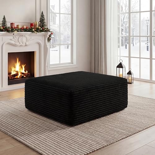 Modern Corduroy Memory Foam Ottoman, Oversized Modular Footrest
