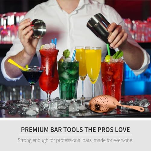 Copper Julep Strainer - 304 Stainless Steel Cocktail Strainer with Rounded Handle, Professional Bar Tool
