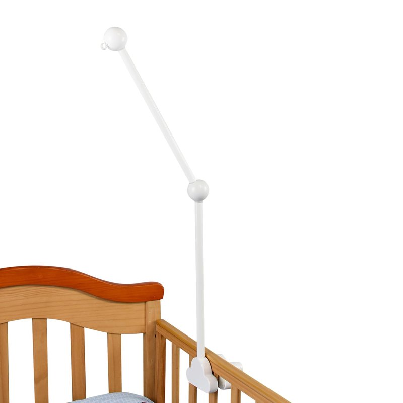 HLEEDUO 27 INCHES Crib Mobile Arm, 360° Rotating Mobile Arm for Crib,White Wooden Mobile for Crib, Adjustable Crib Accessories Safe Anti Slip Set,Mobile Holder for Crib,Nursery Cloud Design