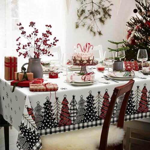 Horaldaily 3 Pack Christmas Disposable Tablecloths 54x108 Inch Snow Tree Design