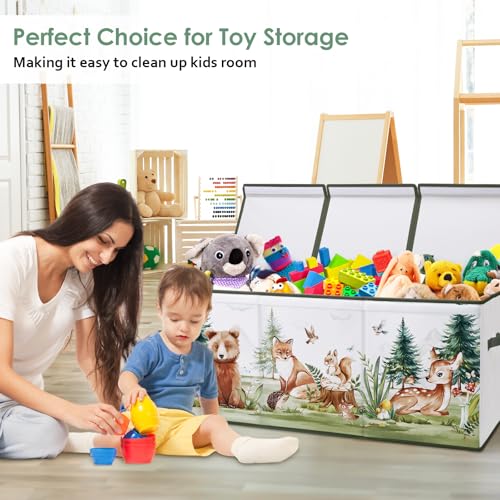 Large Collapsible Toy Chest with Flip Lid - Sturdy Oxford Storage Organizer
