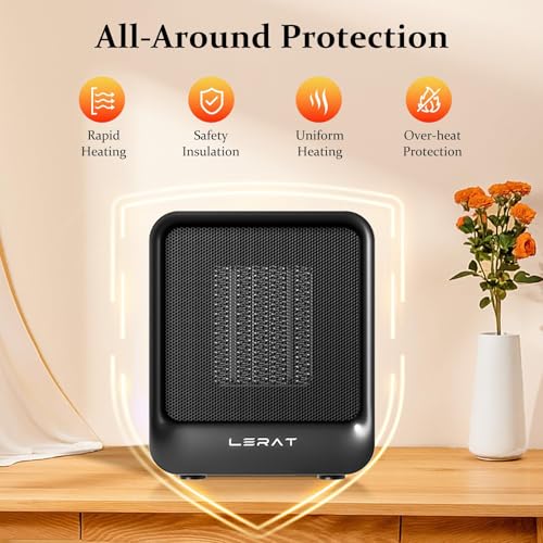 Portable Mini Space Heater 500W Fast Heating Desk Heater Black