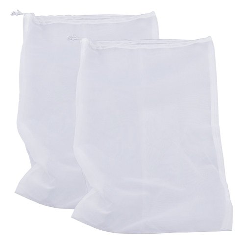 Pinfox 75 Micron Nylon Straining Bag Fine Mesh Food Strainer Bag, Multi-Purpose Filter Bag for Nut Milk, Juice, Cold Brew, Home Brewing (17.72" x 11.81", 2 Packs)