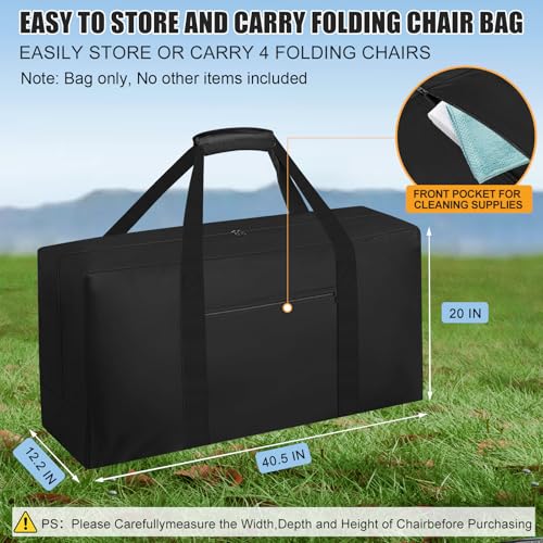 Heavy Duty Folding Chair Storage Bag, Waterproof Carrying Tote 41"