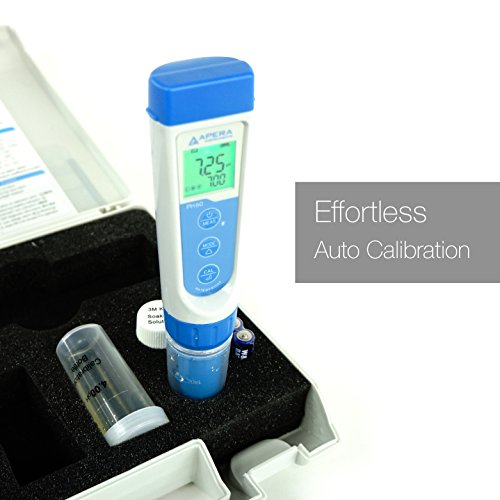 Waterproof pH Pocket Tester Kit with Replaceable Probe and LCD Display