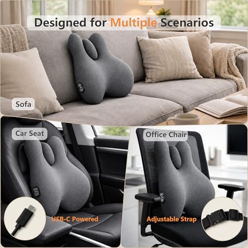 Ergonomic Lumbar Support Pillow with Heat & Vibration Massage