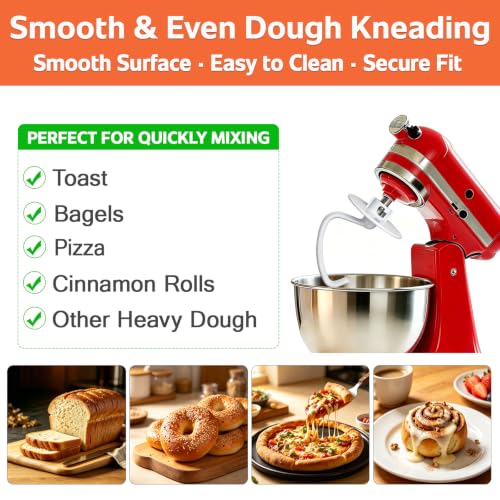 C-Shaped Dough Hook for 4.5-5 Qt Tilt-Head Stand Mixers, Non-Stick Coated