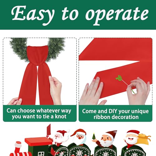 Red Front Door Wreath Blank Sash 2 Pack Polyester DIY Holiday Decor