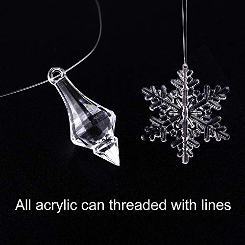 Christmas Snowflake & Icicle Decorations Set – Acrylic Holiday Ornaments with Crystal Line
