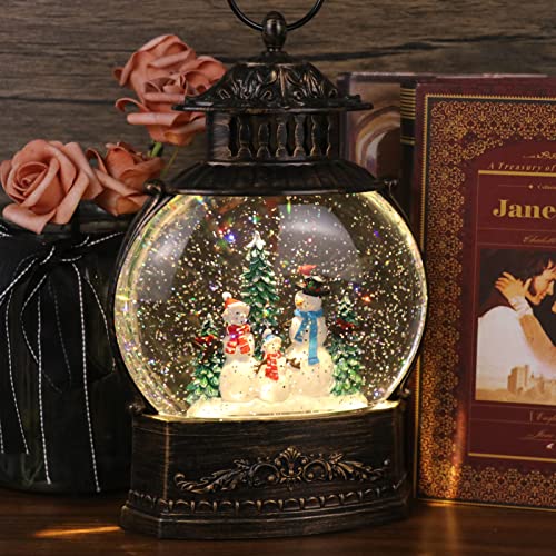 Eldnacele Snowman Lighted Snow Globe Lantern with Music & 6H Timer - Christmas Decor