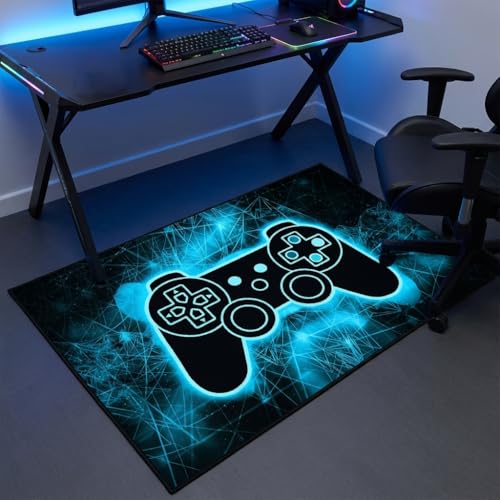 Gaming Area Rug - 35" x 23" Non-Slip Gamepad Pattern Floor Mat for Gamers
