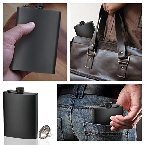 KABUDA 2 Pack Stainless Steel Hip Flasks 8 Oz & 12 Oz Leakproof Set