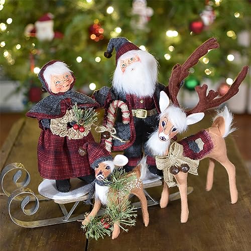 Annalee Plaid & Pine Mrs. Santa 9in Figurine (Variation: 9in Plaid & Pine Mrs. Santa)