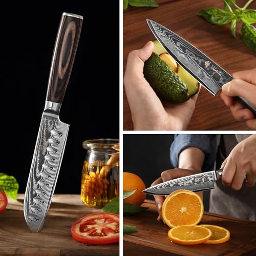 Wakoli Essentials Chef & Santoku Knife Set (2-Piece) VG10 Damascus – 9.26in Chef & 9.1in Santoku