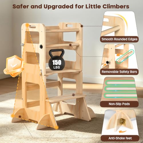 SeLucky 4-in-1 Toddler Learning Tower with Whiteboard & Safety Features