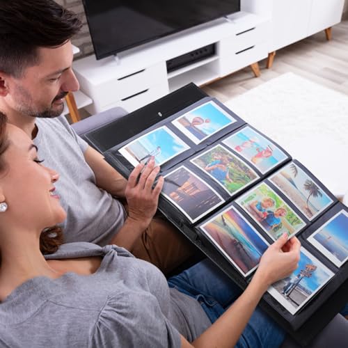 Large 4x6 Photo Album - 600 Capacity PU Leather Memory Book with Window