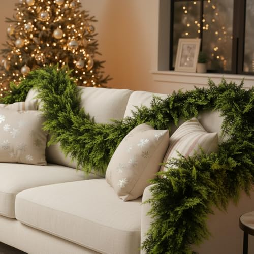 9ft Real Touch Christmas Cedar Garland - Thick Greenery Holiday Decor