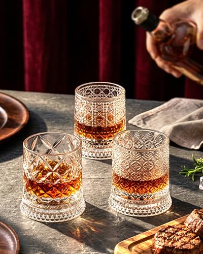 360° Rotating Whiskey Glass Set with Gift Box & Ice Ball Molds - 2 Pack