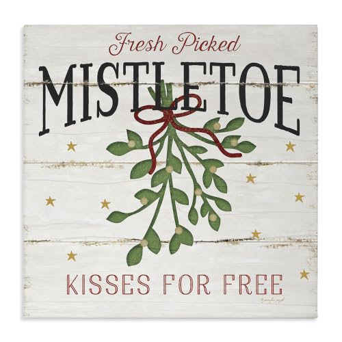 Stupell 24x24 Unframed Wrapped Canvas Wall Art - Mistletoe Holiday Christmas