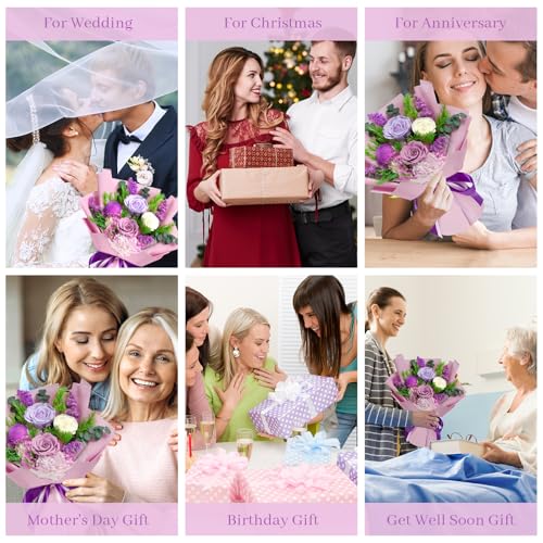 Preserved Rose Bouquet with Vase, Eternal Flowers for Home Decor & Gifts